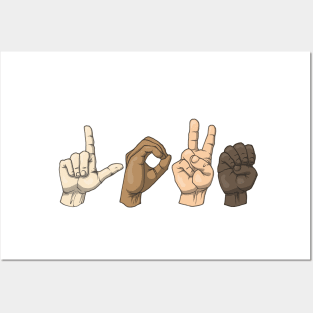 Love in Sign Language - horizontal Posters and Art